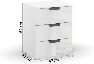 Nachttisch >Artemis< in alpinweiß / Kristallweißglas - 47x62x42 (BxHxT)