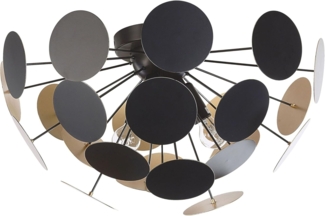 'Maritsa' Deckenlampe außen Schwarz / innen Gold 3-flammig Schirm aus dekorativen Metallplatten matte Oberfläche halbkreisförmig Moderner Stil