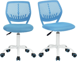 FurnitureR 2Stk Schreibtischstuhl, Studiendrehstuhl ohne Armlehnen, höhenverstellbarer Bürostuhl, Arbeitsstuhl für Home Office, Schlafzimmer, Arbeitszimmer, Blau