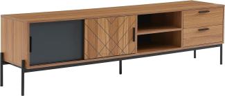 BAÏTA GEOMA TV-Schrank, Pappelholz, Eiche und Grau, L180cm