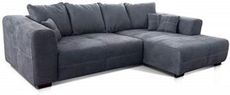 Cavadore Ecksofa Mavericco / XXL Eckcouch Inkl. Rückenkissen und Zierkissen / Longchair rechts / Industrial Style / 285 x 69 x 170 (BxHxT) / Mikrofaser Grau