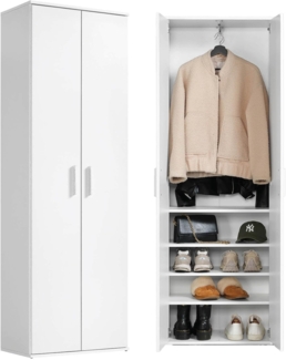 mokebo Mehrzweckschrank Der Lange (60x180 cm, mit einer Kleiderstange & Schuhfächern) Büroschrank, Flurschrank Apothekerschrank oder Aktenschrank Anthrazit