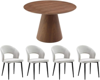 Vente-unique - Set Tisch ANTALIZA + 4 Stühle NIYAMA - Holzfarben dunkel & Grau