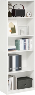 Furinno Gehry 5-stufiges Bücherregal mit verstellbaren Regalen, Weiß