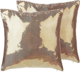 Kissen 2er Set ASTER 45 x 45 cm Kein Muster Gold