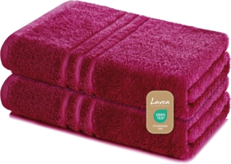 Lavea 2er Set Saunatuch 80x200 cm, Frottierserie Elena, Bordeaux