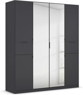 rauch Kleiderschrank, Drehtürenschrank TICAO, 6-türig, 2 Spiegeltüren, 2 Schubkästen, inkl. Türdämpferset, Grau metallic, 181x210x54cm