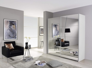 rauch Kleiderschrank, Schwebetürenschrank SUBITO, 2-türig, 2 Spiegeltüren, Alpinweiß, 181 x 197 x 61 cm