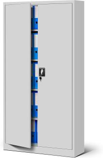 Jan Nowak Büroschrank 'C001' mit 4 Fachböden, Pulverbeschichtung Stahlblech grau, 185 x 90 x 40 cm