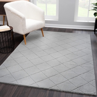 Carpet City Hochflor-Teppich Moment, rechteckig, Höhe: 31 mm, besonders weich, Kaninchen Fell Haptik, 3D-Effekt, Rauten, Wohnzimmer