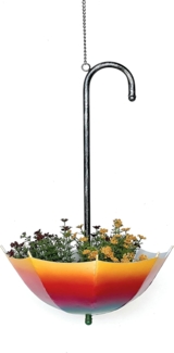 DanDiBo Blumenampel Metall Hängeampel mit Topf Innen Außen Regenschirm Hängepflanzen 72 cm 96258 L Pflanzenhänger Blumenhänger Topfhänger Blumen