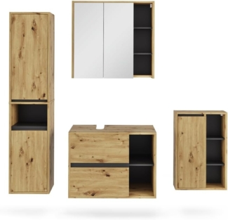 Badmöbel-Set Viola Artisan/Grau 4 Teile Vicco