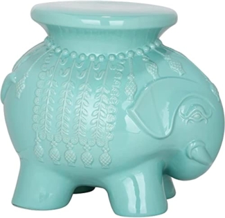 SAFAVIEH Modern Ceramic Garden Stool, in Robins Egg Blue, 35 X 50 X 45