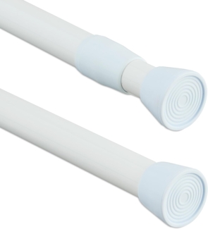 relaxdays Duschvorhangstange Weiße Teleskopstange Edelstahl, Edelstahl, 150 - 280 cm