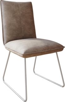Esszimmerstuhl Lelio-Flex Mikrofaser Taupe Vintage Kufengestell Edelstahl Taschenfederkern