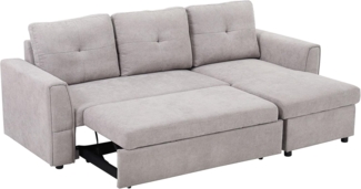 HOMCOM Ecksofa 3 Sitzer Couch, Schlafsofa 1 Teile, Ecksofa mit Stauraum und Gästebettfunktion