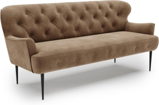 CAVADORE 3-Sitzer Küchensofa Amba, Trendige Sitzbank für Küche oder Esszimmer / 193 x 97 x 87 / Hochwertiges Mikrofaser: Hellbraun