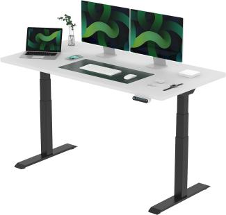 Flexispot E6 Elektrisch höhenverstellbarer Schreibtisch | Ergonomischer Steh-Sitz Tisch mit Memory Funktion | Beugt Rückenschmerzen vor & Macht produktiver(Weiß, Gestell Schwarz, 160x80 cm)