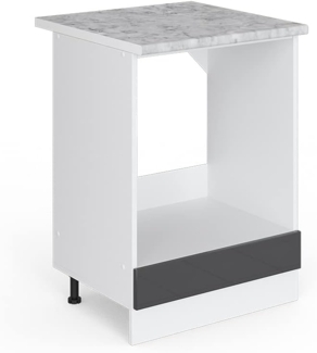 Unterschrank R-Line Anthrazit Hochglanz 60 cm mit Großnische, mit Arbeitsplatte Vicco