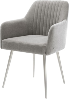 Esszimmerstuhl Greg-Flex Strukturstoff Soft Grau 4-Fuß konisch Edelstahl Taschenfederkern