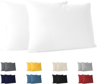 Kissenbezug 40x60 (Set mit 2) - 100% Jersey Baumwolle 150 g/qm Kissenbezüge -Weiß - Für Kissen 40x60 cm - Kissenhülle - Kissenbezug - Resistent und Hypoallergen - Dreamzie