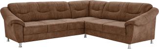 Cavadore Ecksofa Salisa mit Federkern / Polsterecke im klassischen Design / inkl. Bettfunktion / 264 x 86 x 244 / Mikrofaser Hellbraun