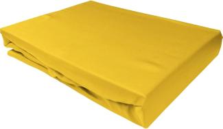 Bettwaesche-mit-Stil Mako-Satin Spannbettlaken gelb 90x200cm, Höhe 20 cm