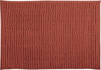 MSV Badteppich Badvorleger Duschvorleger Chenille Hochflor Badematte 50x80 cm – Terracotta Rot