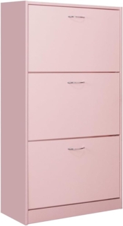 BAKAJI Platzsparendes Schuhregal Slim aus Melaminholz mit 3 Klapptüren und doppelter Tiefe Abmessungen 60 x 24 x 120 cm (Rosa)