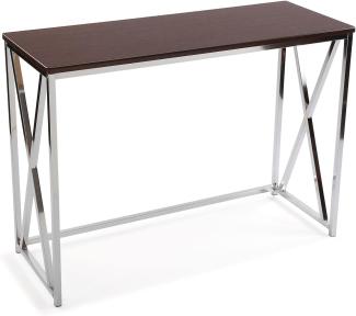 Versa Modena Schmales Möbelstück für den Eingangsbereich oder Flur, Moderner Konsolentisch, Maßnahmen (H x L x B) 76 x 40,5 x 106,5 cm, Holz und Metall, Farbe: Braun