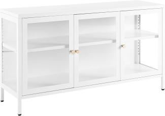 Sideboard Metall Glas weiß 3 Türen NEWPORT