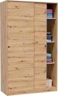 Habitdesign, Kleiderschrank mit 2 Schiebetüren – moderner Schwebetürenschrank für Schlafzimmer oder Jugendzimmer in Eiche Nodi, viel Stauraum, Maße: 120 x 200 x 50 cm (B x H x T), Modell Enzo