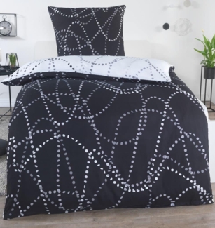 Kuscheli Wendebettwäsche 135x200 + 80x80 cm atmungsaktiver Bettbezug, moderne Designs, Mikrofaser, 2 teilig, Für Allergiker geeignet, pflegeleicht, angenehm weicher Stoff