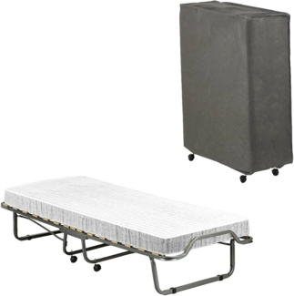 Talamo Italia - Vania-Klappbett, Feldbett mit 15 Lattenrosten, inklusive Matratze, platzsparendes Kinderbett, 100% Made in Italy, 80 x 190 x 39 cm, mit Hülle