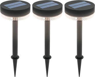 Outsunny LED Solarleuchte Solarlampen, 3 Stück Solarleuchten mit Warmweiß Lichte, Wasserdicht, Auto Ein-,Aus, LED fest integriert, Warmweiß, für Garten, Balkon, Terrasse, Schwarz