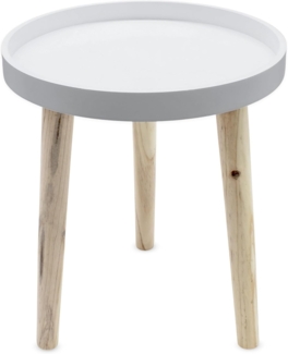 Deko Holz Tisch 36x30 cm - weiß - Kleiner Beistelltisch Couchtisch Sofatisch
