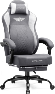 GTPLAYER Gaming-Stuhl aus Stoff, Bürostuhl mit Integrierte Lendenwirbelstütze, Bürostuhl, Gaming chair mit Federkissen und Fußstütze 136KG