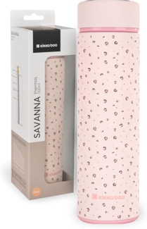 Kikkaboo Isolierflasche Savanna 500 ml, Thermoskanne, Auslaufsicher, Teesieb pink
