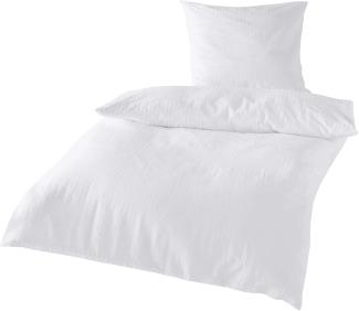 Traumschlaf Uni Seersucker Bettwäsche|200x200 cm + 2x 80x80 cm| weiss