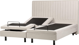 Bett verstellbar DUKE II 180 x 200 cm Stoff Helles Beige