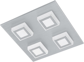 Eglo 94508 Wandleuchte/Deckenleuchte LED MASIANO alu-gebürstet L:27cm B:27cm H:5,5cm max. 4X3,3W