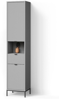 Livinity® Hochschrank ATERNO, Grau/Grau, 40 x 190 cm mit Türen, und Schublade