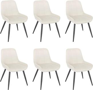 WOLTU Esszimmerstühle 6er Set, Polsterstuhl Samt, Küchenstuhl gepolstert, Akzentstuhl für Wohnzimmer Schlafzimmer Küche, ergonomischer Stuhl mit Rückenlehne, Cremeweiß, BH331cm-6