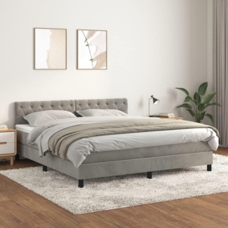 vidaXL Boxspringbett mit Matratze Hellgrau 160x200 cm Samt 3141491