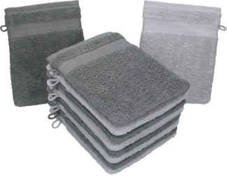 Betz Waschhandschuh 10 Stück Waschhandschuhe Premium 100% Baumwolle Waschlappen Set 16x21 cm Farbe anthrazit und silbergrau (10-tlg)