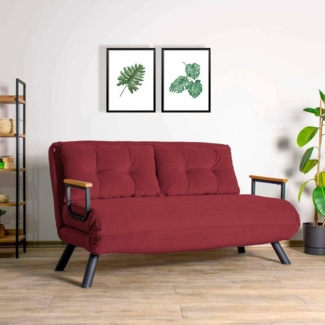 Dmora Schlafsofa 2-Sitzer Merak 133x78 cm Rot, Stauraum