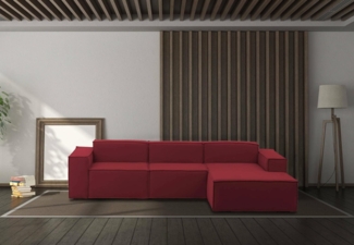 Talamo Italia - Sofa mit Halbinsel Giovanna, Modulares Sofa mit rechter Halbinsel, Modernes Stoffsofa, 100 % Made in Italy, 300 x 170 x 70 cm, Rot
