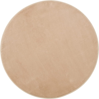 Gözze - Premium Rutschfester Runder Badezimmerteppich, RIO, 100% Microfaser, Ø 110 cm - Sand