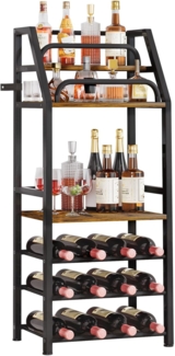 Yorbay Weinregal aus Holz &Metal,Weinregal Stehend mit Flaschenablage, 6-stufiges, Barregal für Whisky und Spirituosen, zur Präsentation