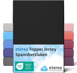 etérea Jersey Topper Spannbettlaken Spannbetttuch Schwarz 140x200 - 160x200 cm